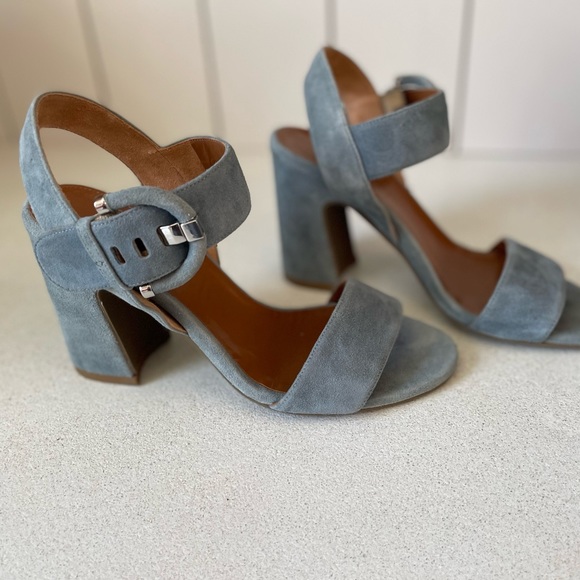 Aquatalia Blue Suede Heeled Sandals - Picture 1 of 3